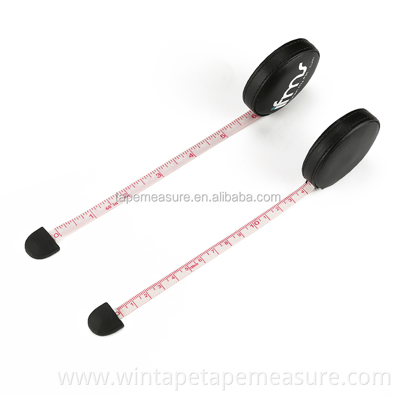 Custom Brand Black Round Measuring Tape PU Leather Retractable Tape Measure